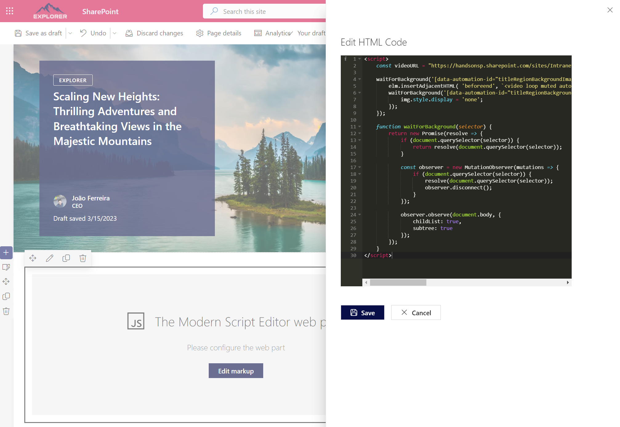 How to use video as a background in SharePoint pages header HANDS ON